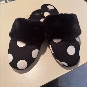 Victoria's Secret Black and White Polka Dot Slippers